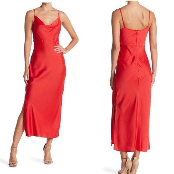 Taylor Midi Slip Midi Dress,‎ Holiday/Christmas Party Dress, Red, Size 10, NWT - Picture 1 of 13